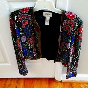 Vintage Beaded Gorgeous Short Beaded Jacket D'ore by Della Roufogali